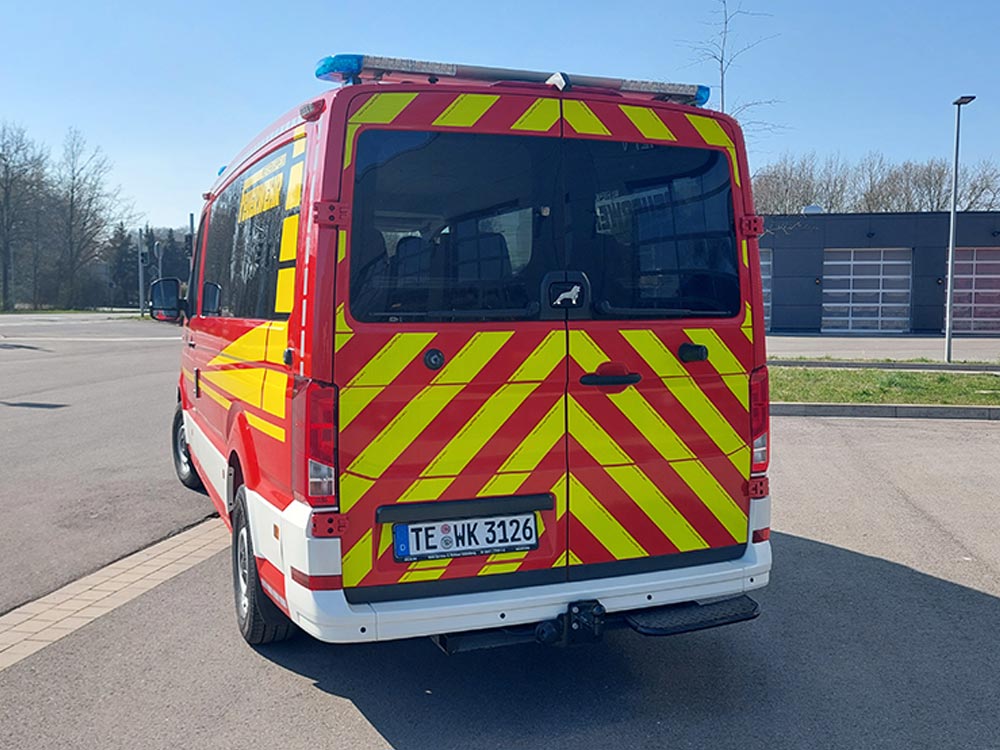 Heckansicht des Westerkappelner MTF 1 (auf MAN)